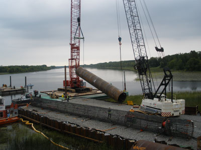 Lifting drill shaft into place