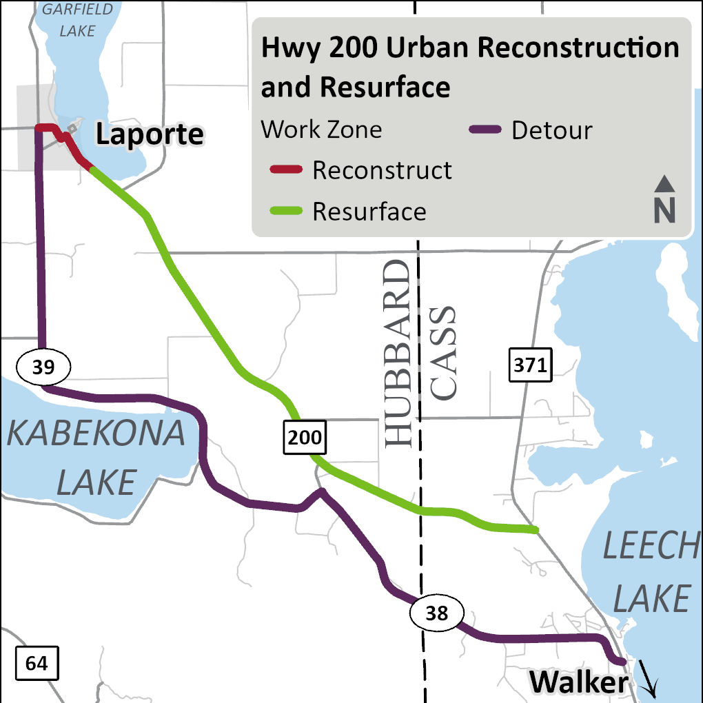 Map of MnDOT District 2, covering hwy200 Urban Reconstruction and Resurface graphic