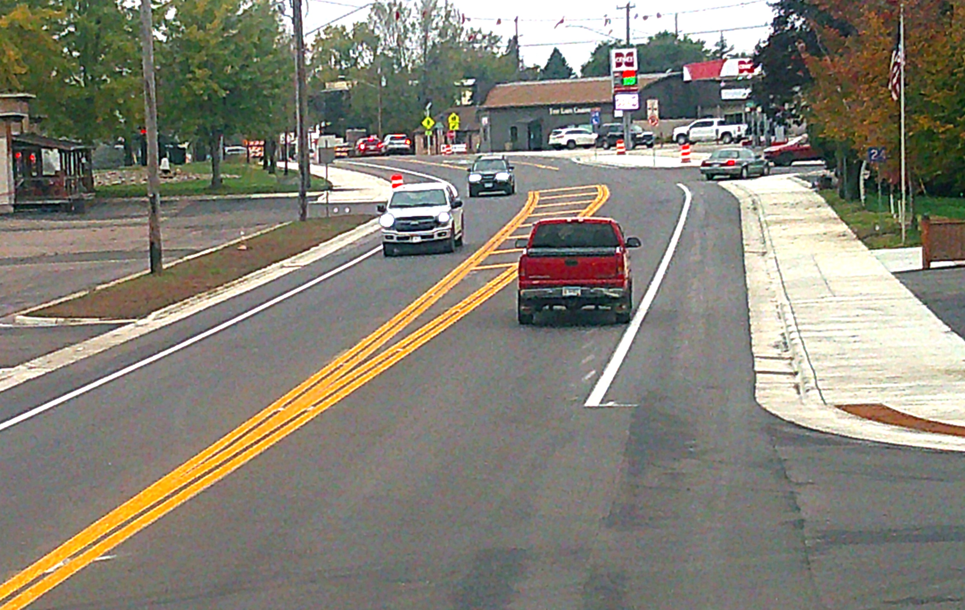 Photo of completed road downtown.
