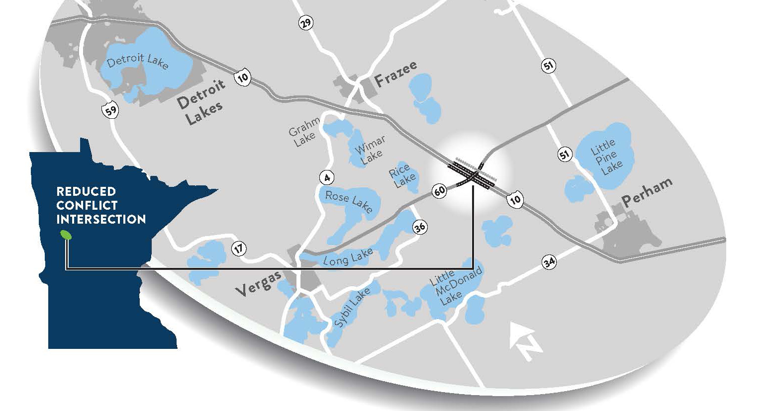 Location map on Highway 10 and Otter Tail County Highway 60