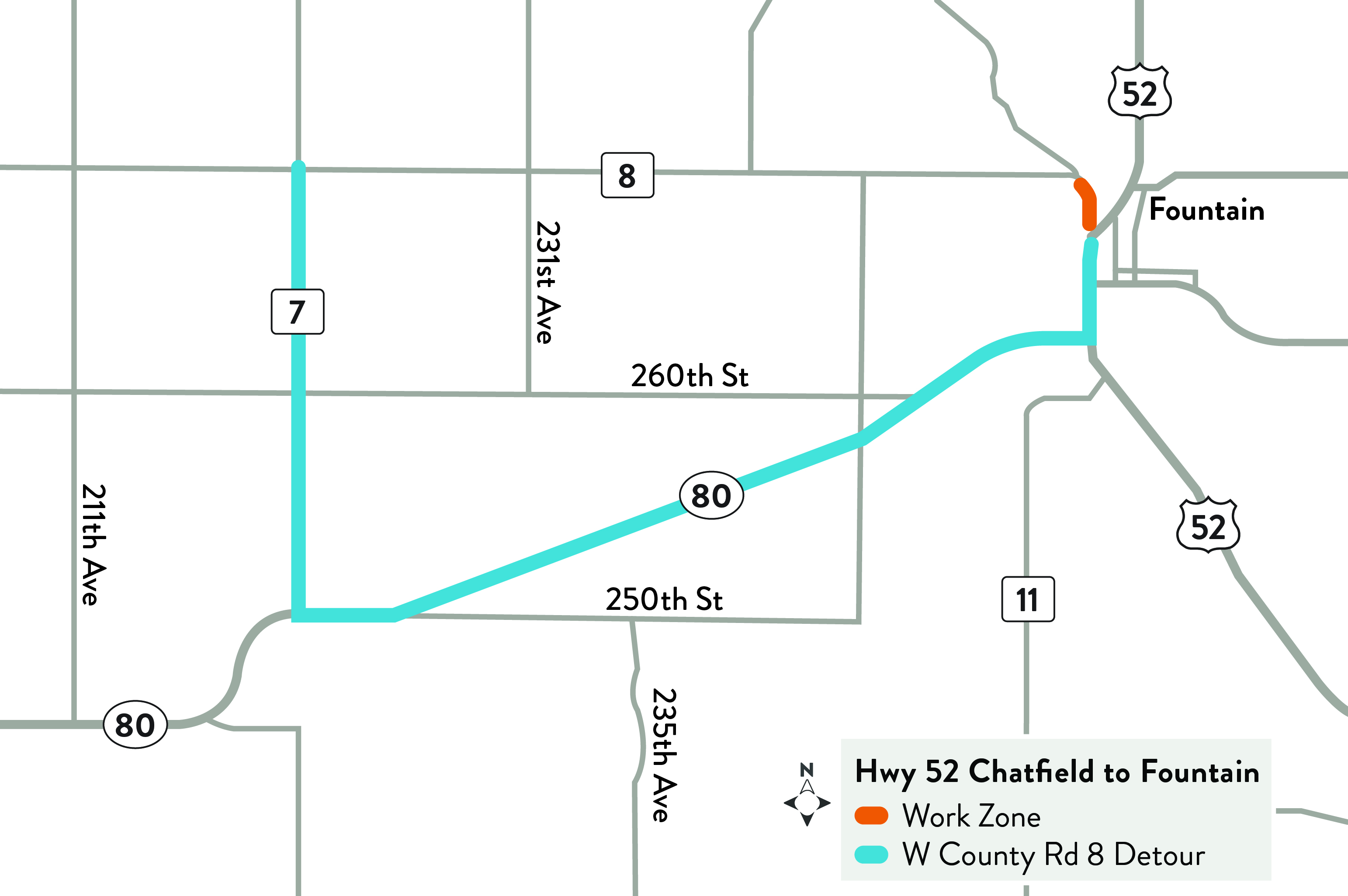 Highway 52 detour map