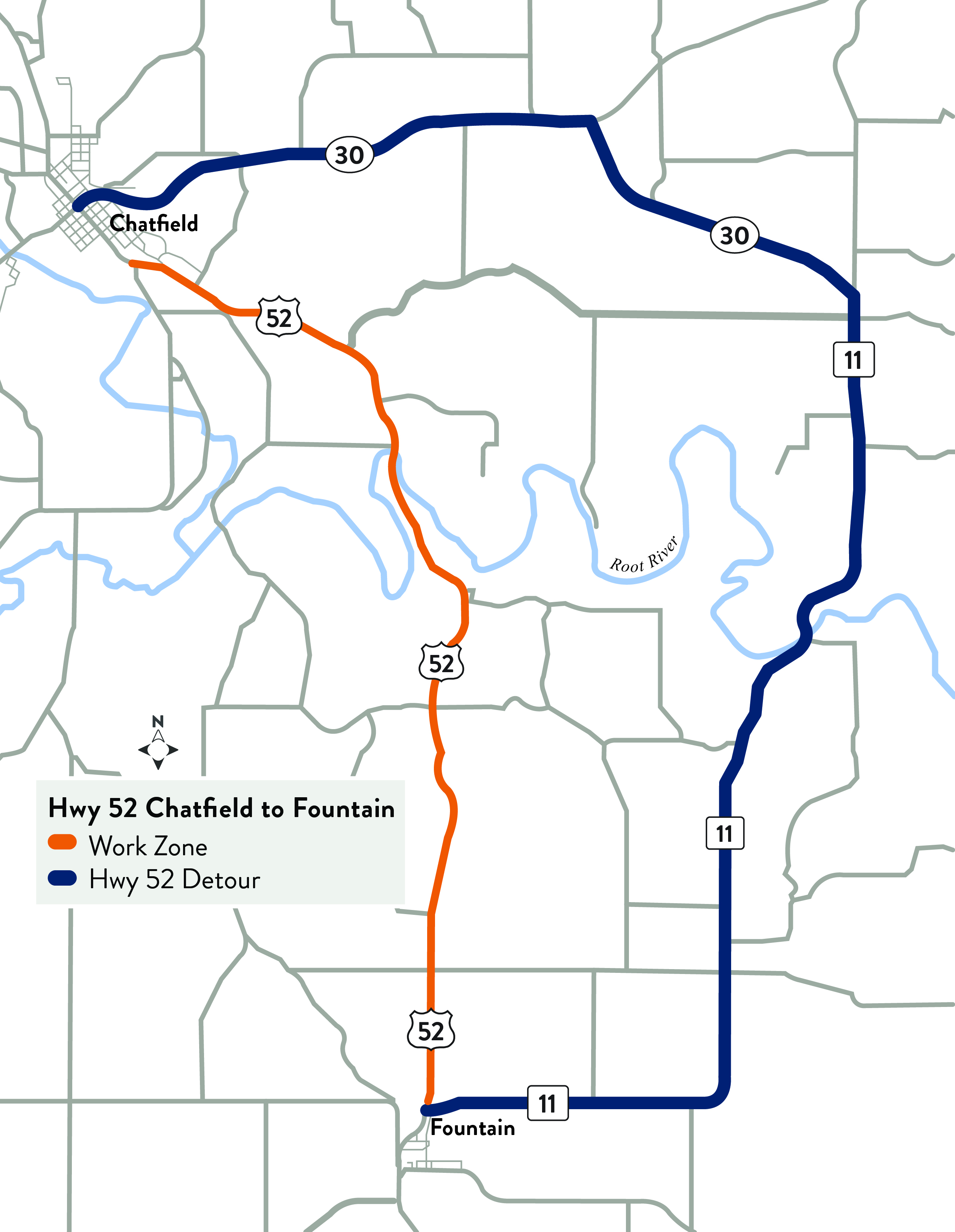 Highway 52 detour map