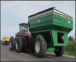 Husbandry farm equipment on a road