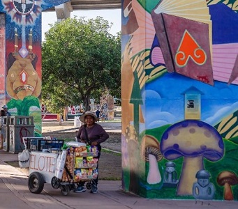 art under a freeway overpass