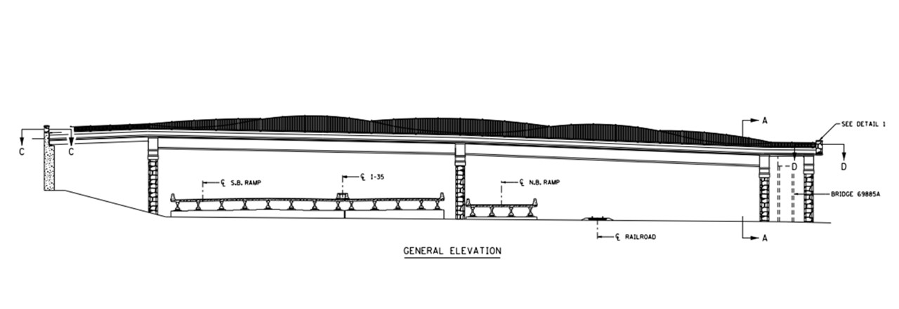 diagram of standard pedestrian bridge that was used in multiple locations