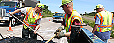 MnDOT construction crew working on a highway project